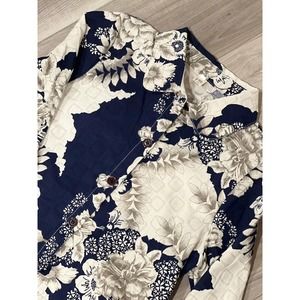 Women’s Blue‎ Floral Tunic Length Button Down Jacket Size S/M #323-L